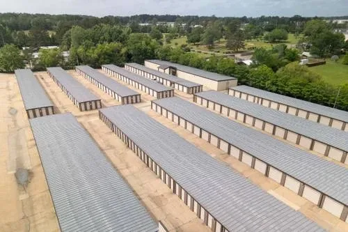 Rows of storage units from above