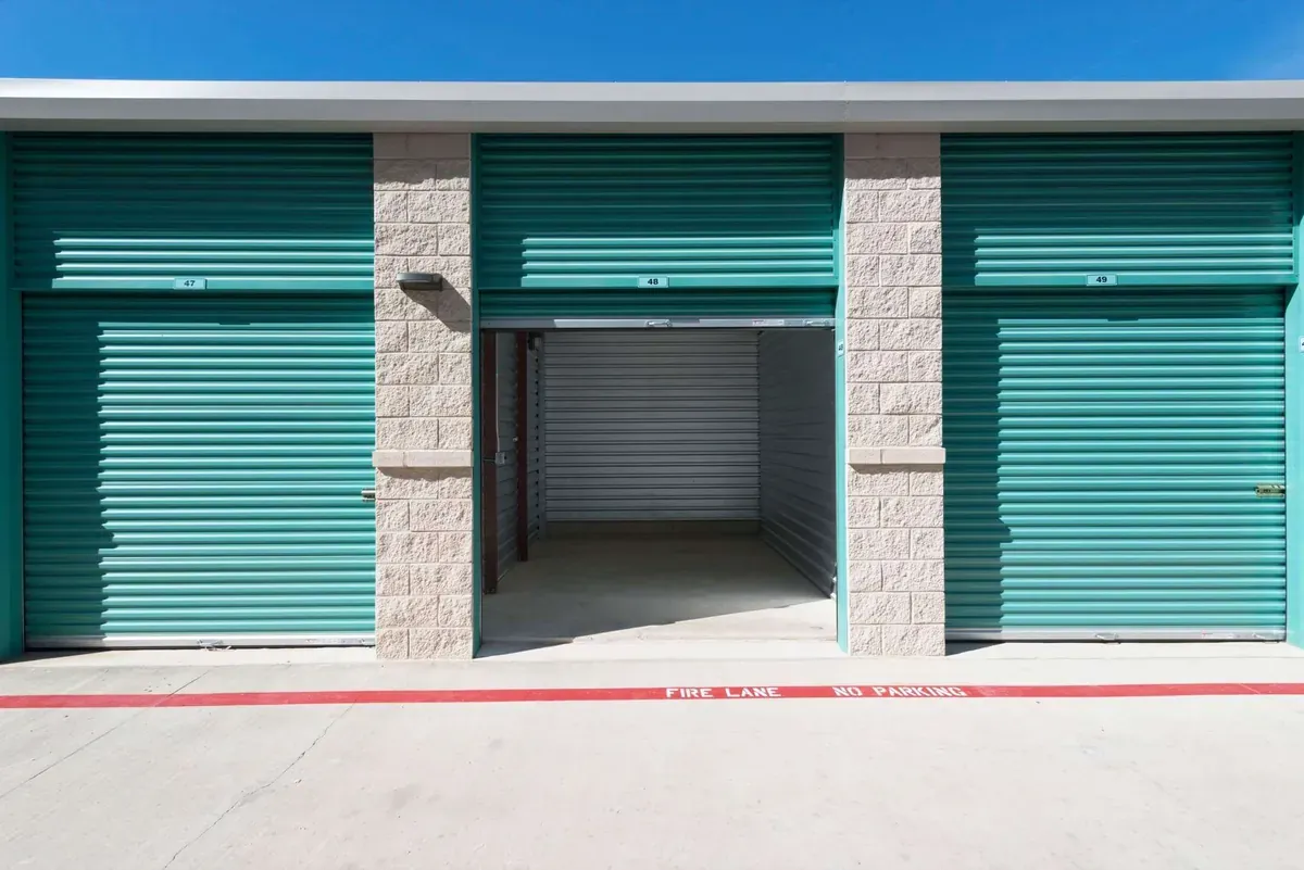 green drive-up storage units